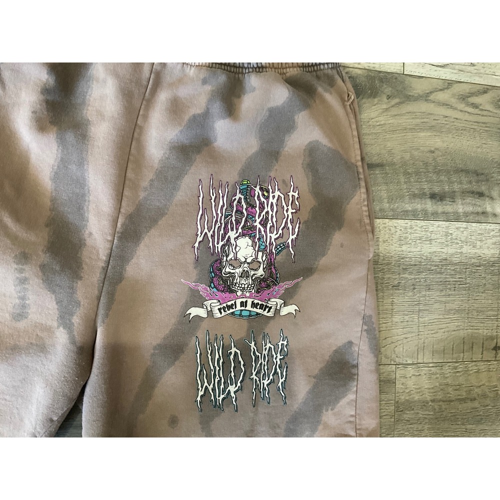 New Girl Order Wild Ride Graphic Tie Dye Sweat Shorts Mauve Grey Size 14 - Picture 2 of 10